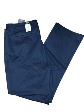 Lee Navy Blue Wrinkle Free Khaki Pants, 18 Medium